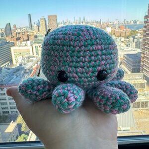 Handcrafted Crochet Pink and Teal Octopus Plushie